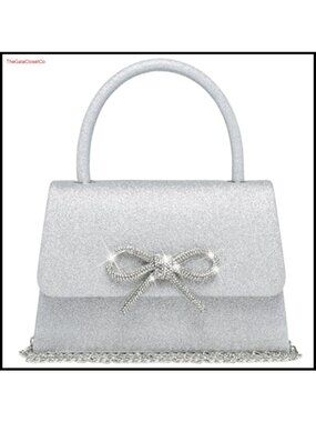 Shiny Glittering Evening Bag Party Clutch Wedding Purse with Detachable Chain